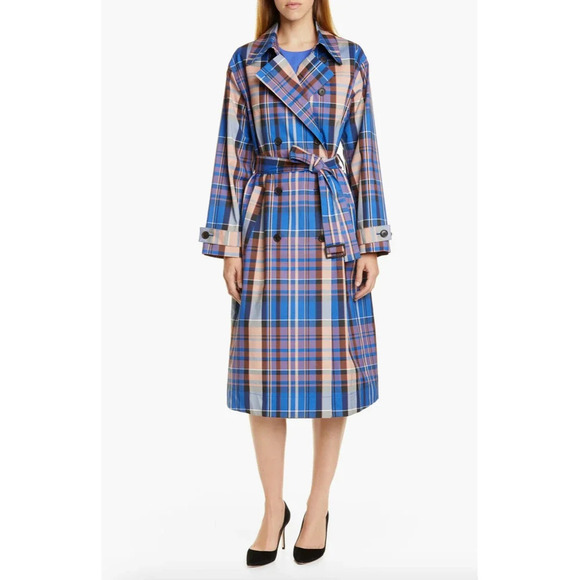 BOSS HUGO BOSS Jackets & Blazers - Hugo Boss Checkinada Glen Check Trench Coat Blue